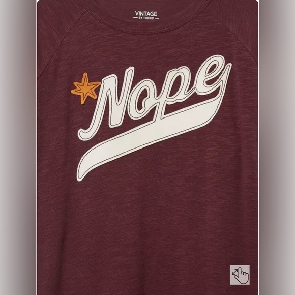 Torrid Nope Fitted Vintage Slub Varsity Boat Neck Tee - Picture 3 of 5